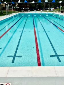 the WOCC renovated pool with the lap lanes for swimmers.